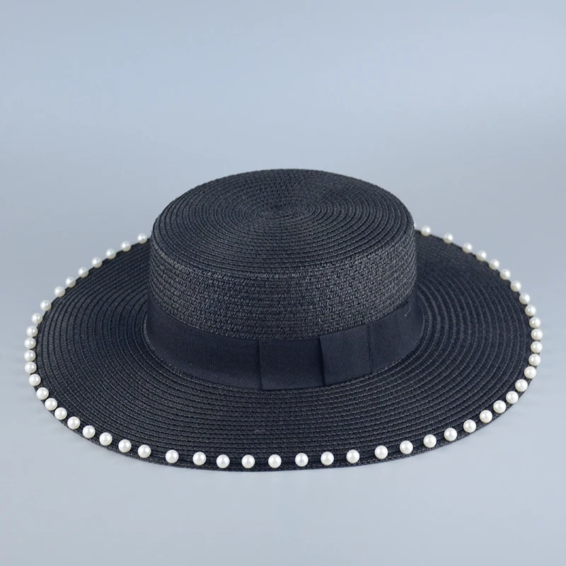 2018 Новая модная женская шляпа от солнца жемчуг соломенная лето chapeu feminino пляжный
