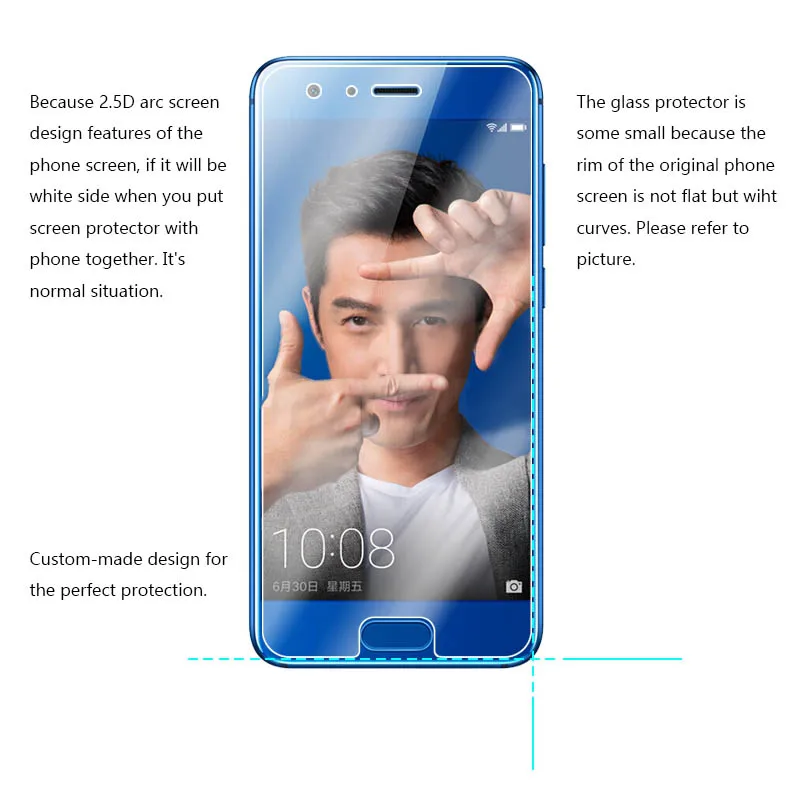 Protector de pantalla de vidrio templado para Huawei, pel&iacute;cula protectora de vidrio templado para Huawei Honor 9, Honor 9, 2 uds.-3