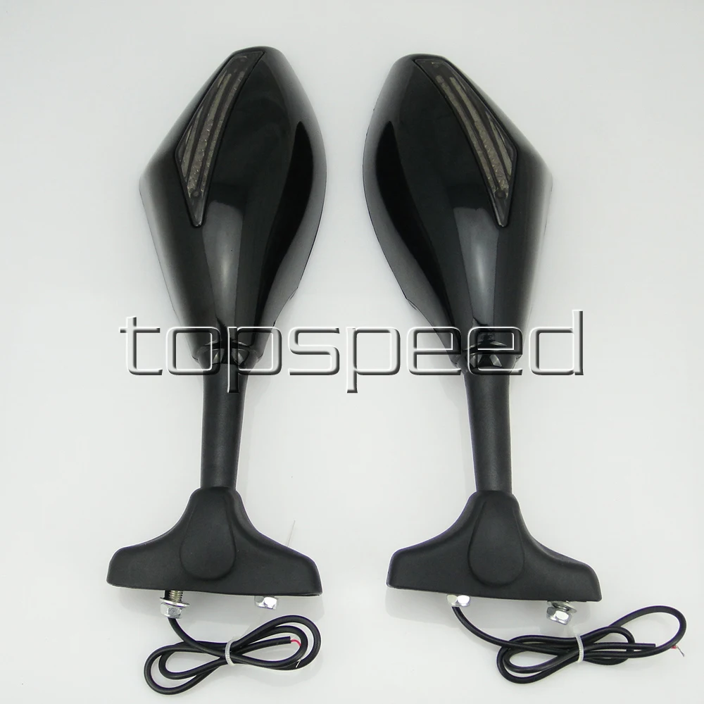 

Motorcycle Racing Rearview Mirrors With Turn Signal LED Light For Suzuki Honda Yamaha Kawasaki Ducati Triumph Black