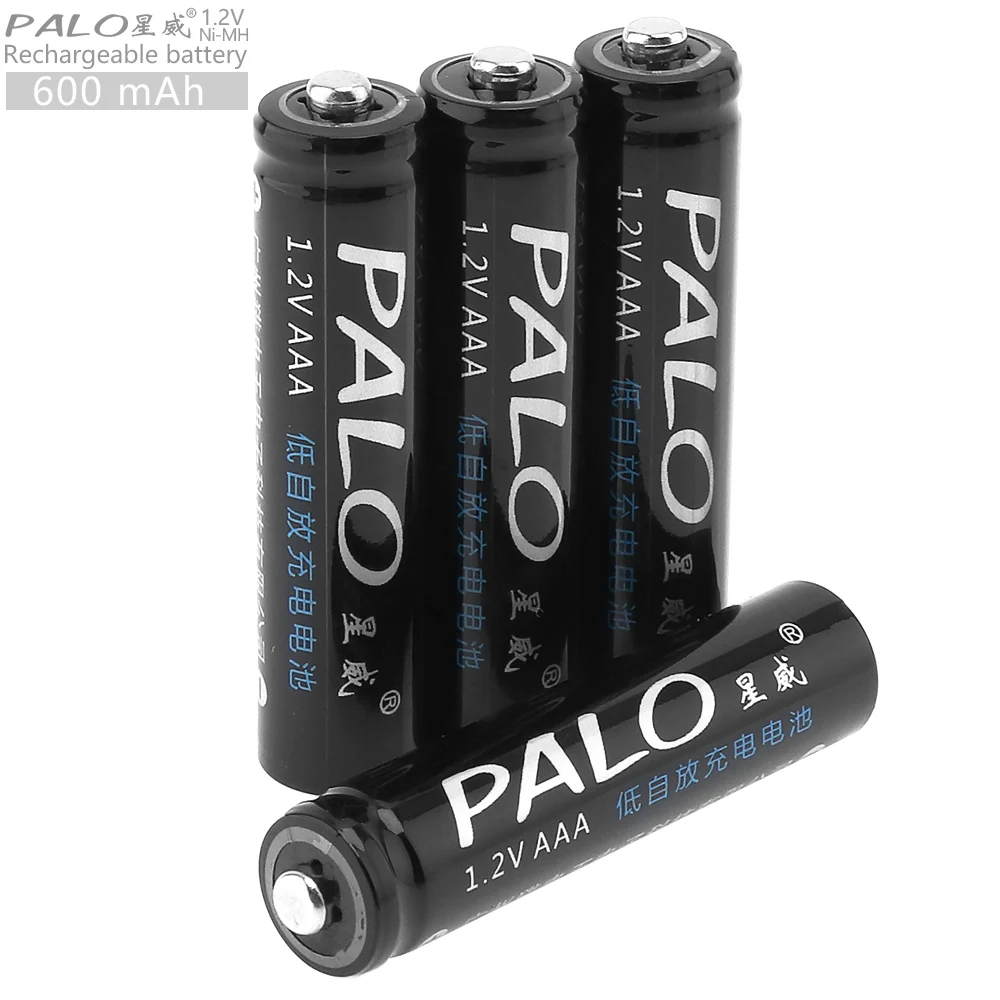 PALO 4 шт. 1 2 в AAA 600 мАч Высокая емкость ni mh аккумуляторная батарея с