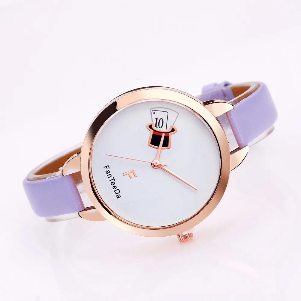 FanTeeDa женские часы с аналоговым сплавом Reloj hombre кожаный ремешок уникальные