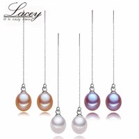 long freshwater pearl earrings for women925 sterling silver drop earrings fashion real pearl jewelry gift