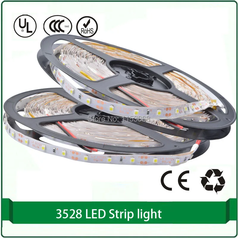 10 м Светодиодные полосы Бесплатная доставка 60 led/m 12 В DC 3528 5 * 2/roll 8 мм pcb границы |
