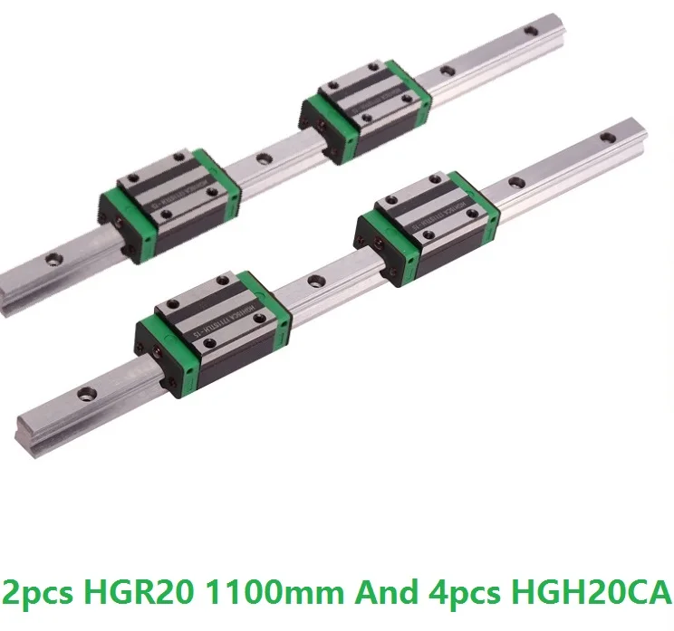 2 шт. линейная направляющая HGR20 L 1100 мм и 4 HGH20CA линейные узкие скользящие блоки
