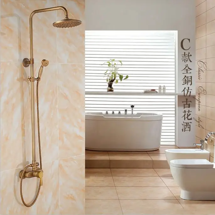 Бесплатная доставка античный набор для душа из сине-белого фарфора дождевой Душ