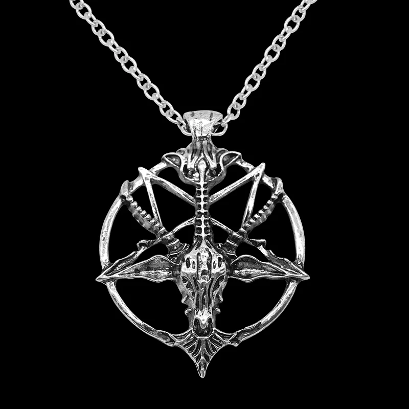 

Retro Pentagram Sheep Head Totem Necklace Devil Pan God Necklace Hollow Goat Skull Metal Pendant Men and Women Trend Jewelry