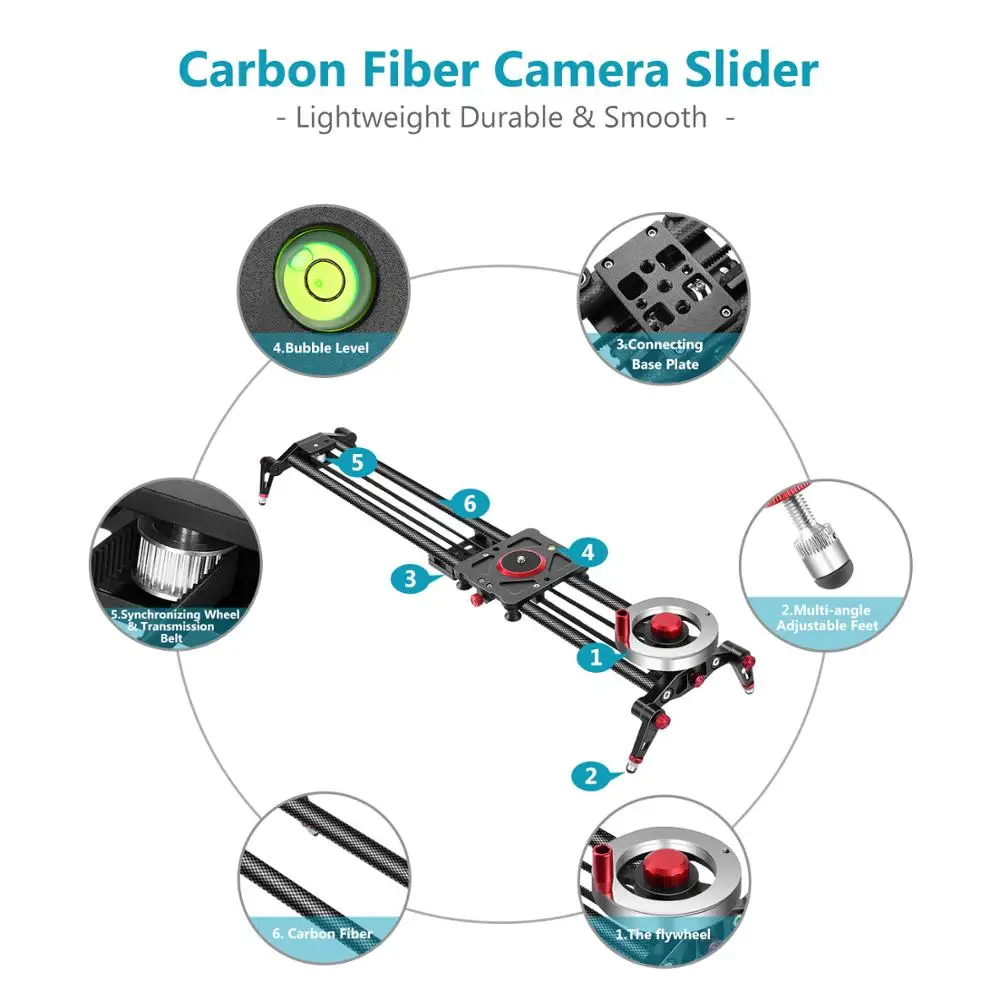 Neewer Camera Slider Видеодорожка Dolly Rail Стабилизатор маховика Противовес с легкими