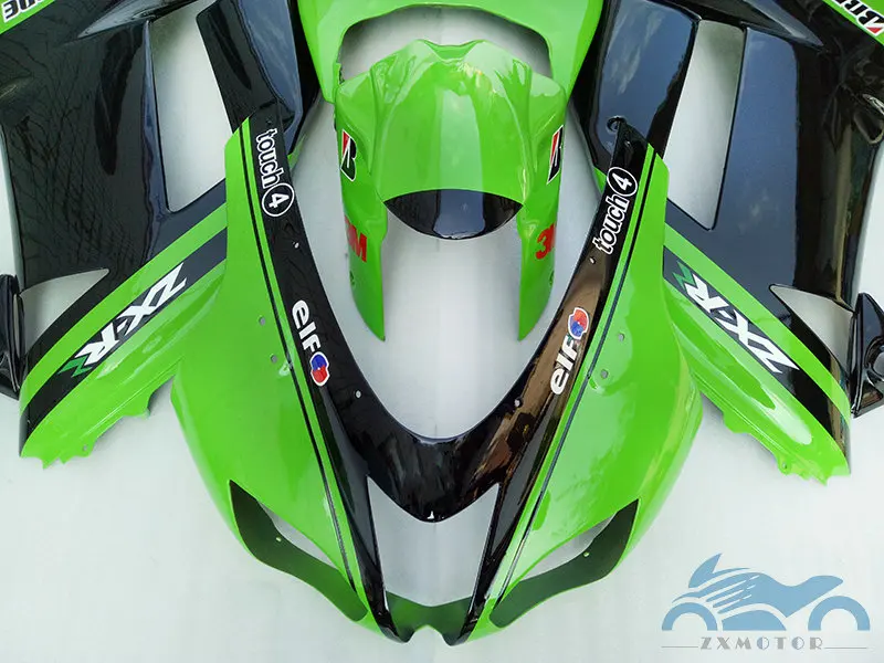 Высококачественный комплект обтекателей для ZX6R 636 комплекты 2007 2008 Зеленый Черный