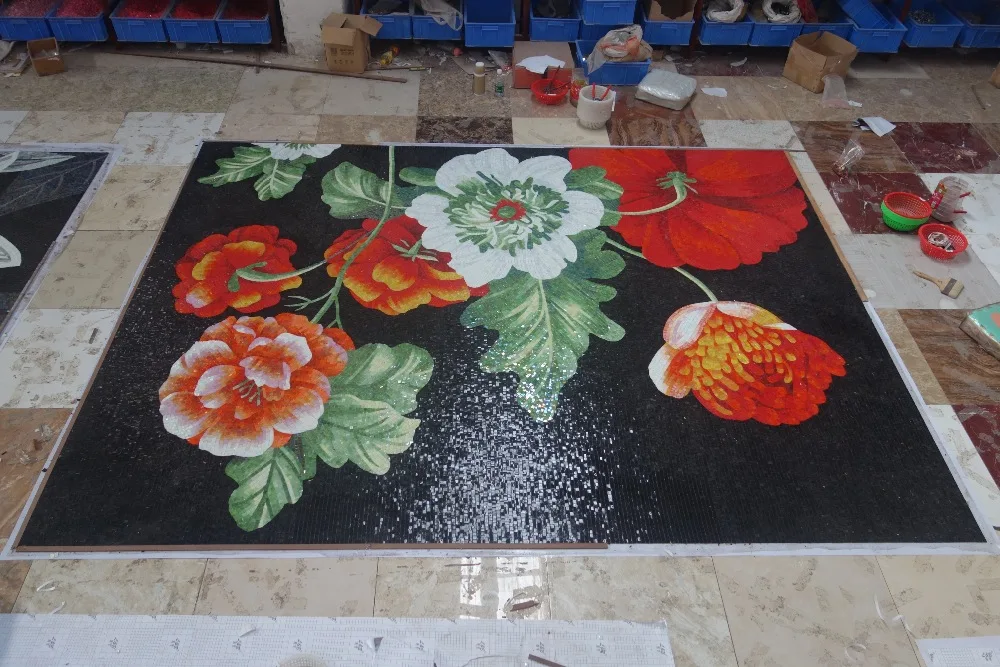 Цветок мощность мозаика росписи для стены|mural for wall|wall muralmurals flowers |