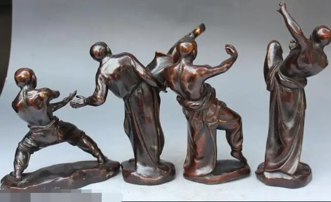 S01124 Китай Бронза Четыре Diamond Архат Буддийский монах Практикующих боевые