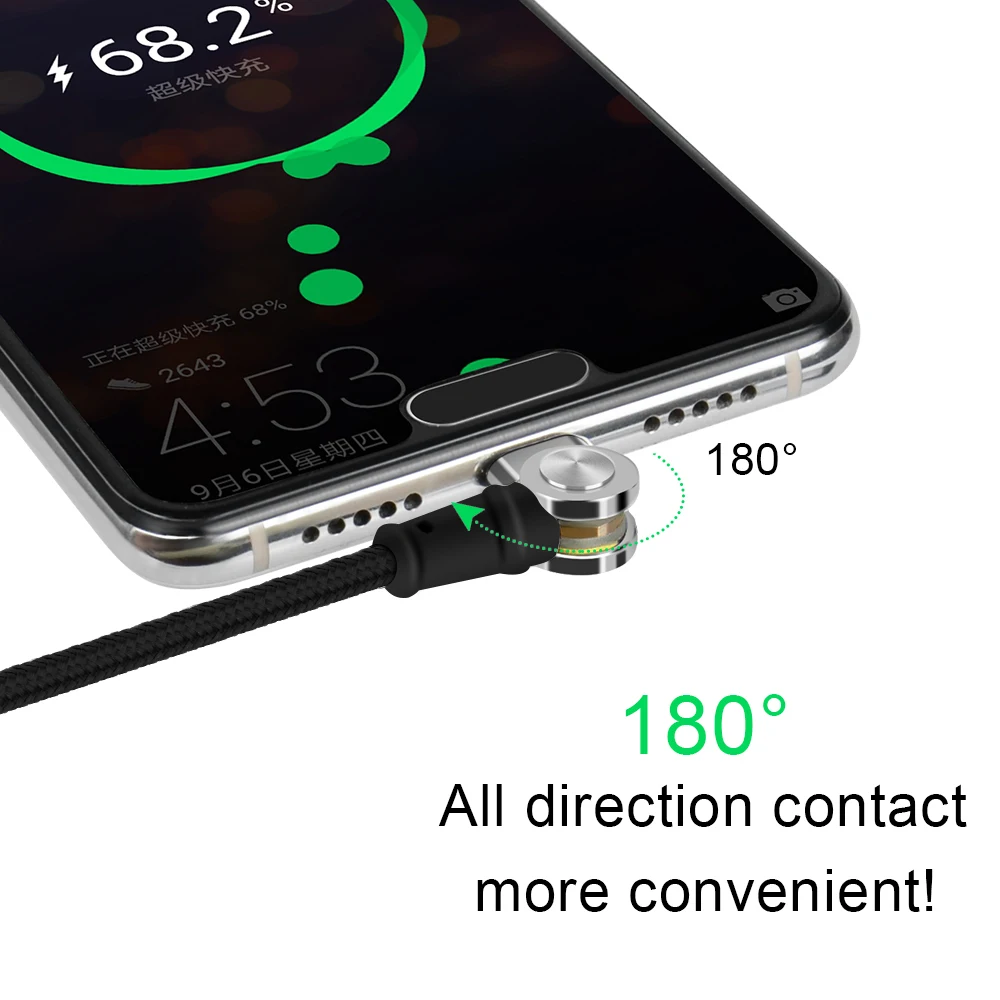 Полукруглый Магнитный кабель Micro USB 180 градусов для iPhone Samsung Type c зарядный адаптер