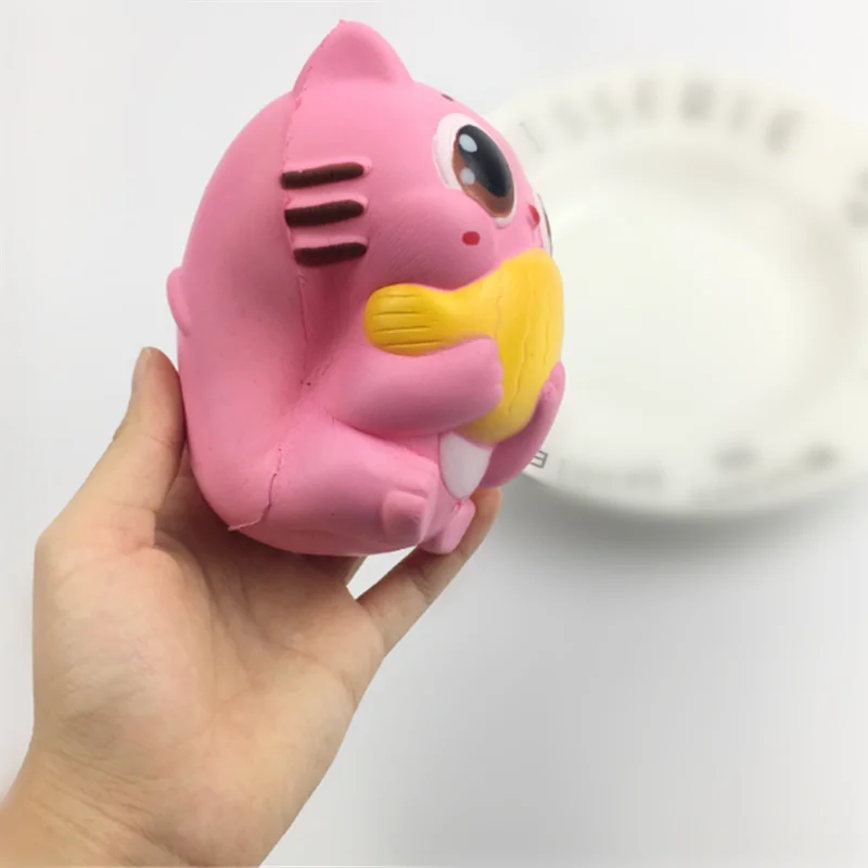 Антистресс мягкий медленно поднимающийся мягкий PU Кот котенок Рыба Мягкий сжимающий сквиш ремешок для всех смартфонов Мобильный телефон ремни