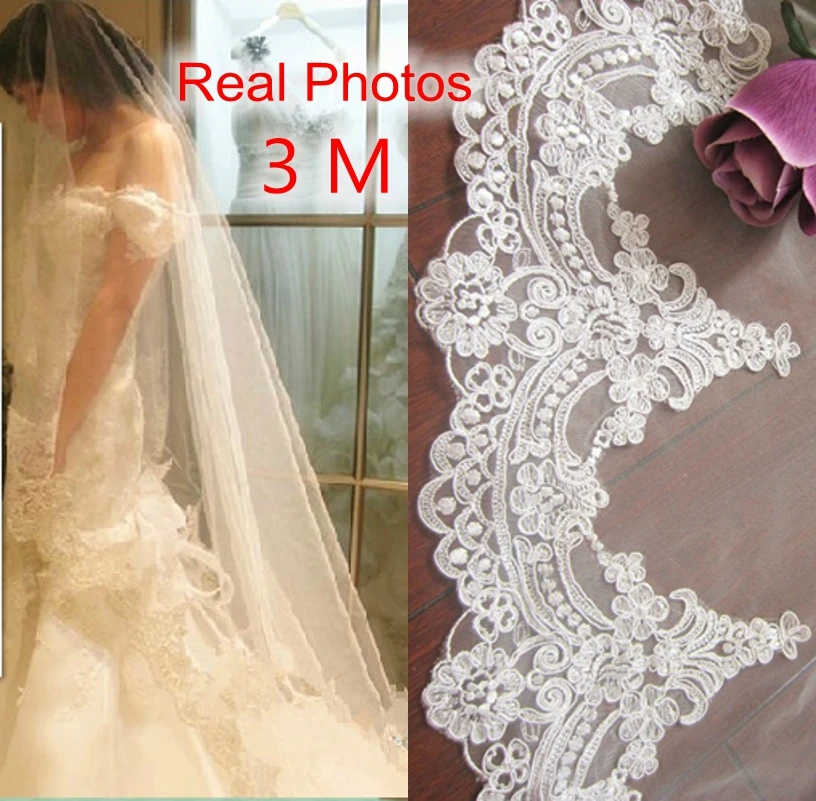 Фата свадебная Длинная с кружевной каймой и гребнем 3 м|bridal veil with comb|bridal veilwedding bridal