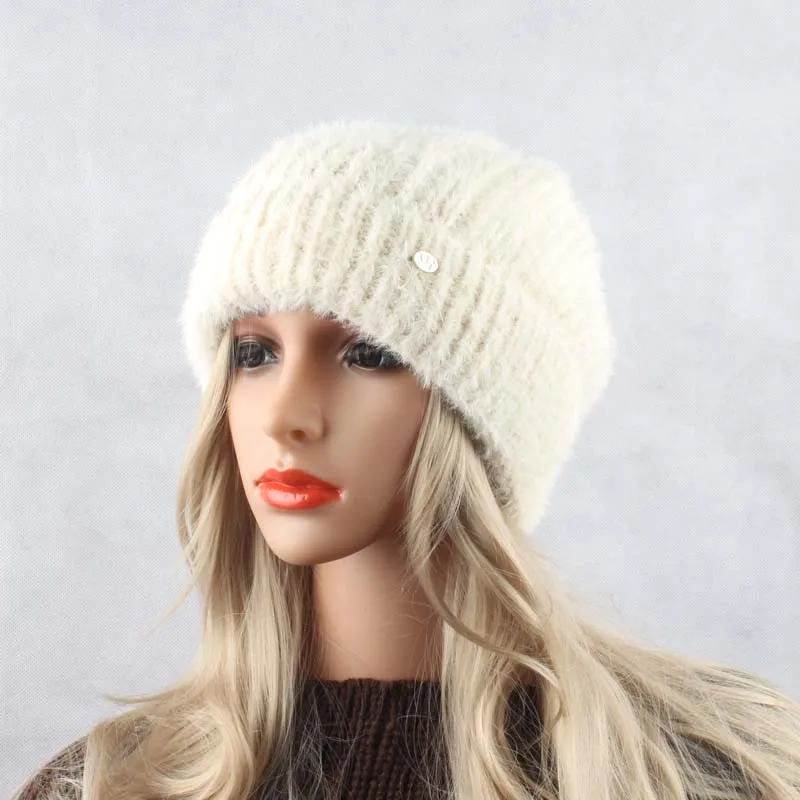 Женская Зимняя кепка мягкая теплая шапка Skullies из искусственного меха норки