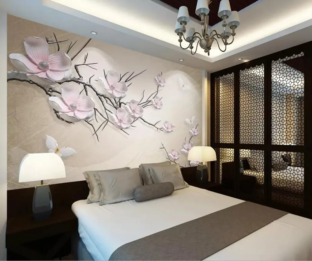 3d трехмерный розовый цветок рельефный фон для украшения стен Живопись |