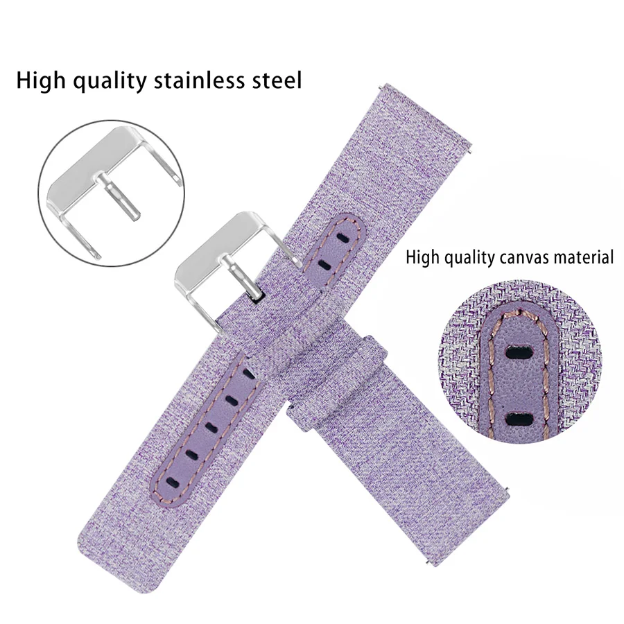 Quick Release Canvas Watch Band Wristband for Fitbit Versa Strap Smartwatch Replacement Wrist Bracelet | Электроника