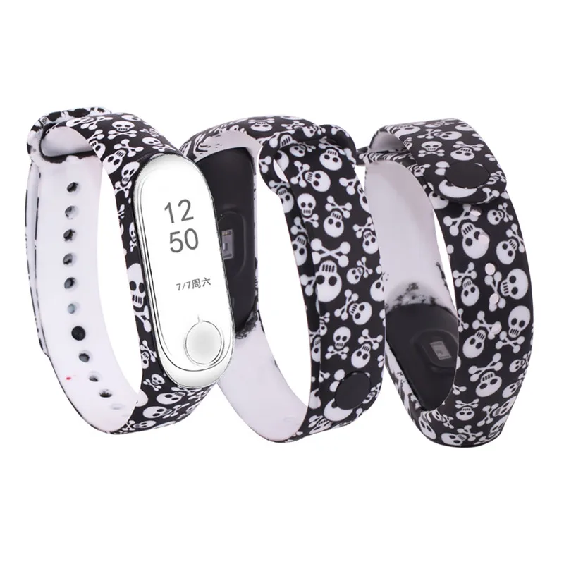 8-kulou Mi Band, 3 ремешка, Ретро стиль, цветочный узор, сменный ремешок, силиконовый, водонепроницаемые часы, часы, ремешок для Xiaomi mi, ремешок, 4 браслета - Цвет: 8-kulou
