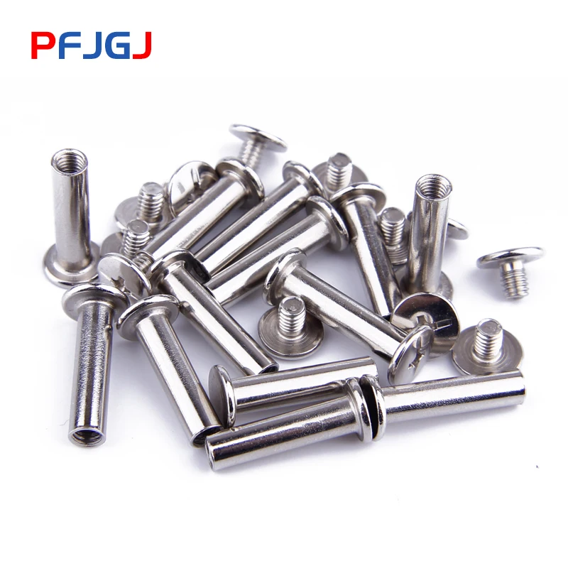 Peng Fa Photo Album Binding Screw Nickel-plated Album Screw Silver Account Book Screw Nut Rivet Docking Lock Screw 5mm