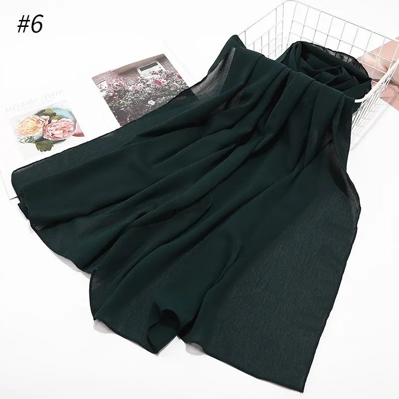 6 72*177cm muslim women bubble crinkle chiffon hijab scarf foulard femme musulman shawl islamic headscarf clothing Arab head scarf - Цвет: 6