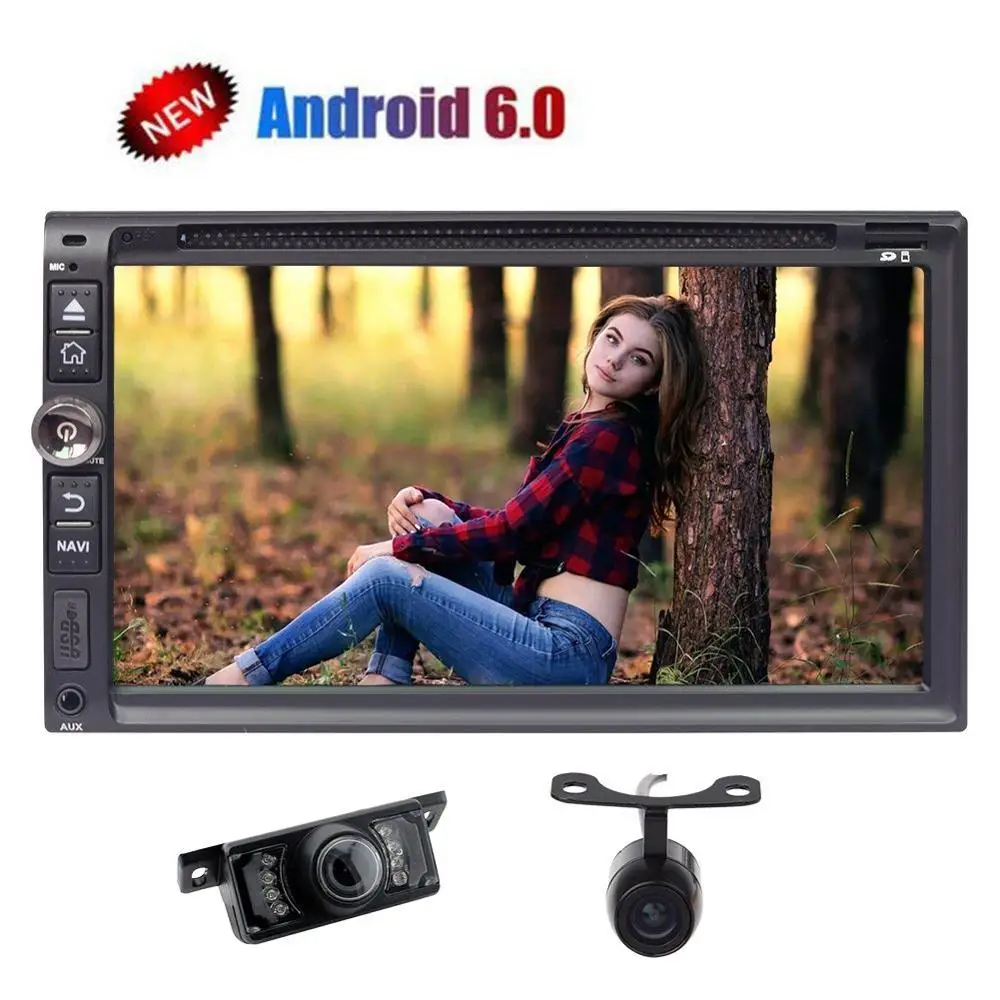 Спереди/backup Камера + 6.95 'ɽvd-плеер Android 6.0 в тире автомагнитол двойной 2din GPS