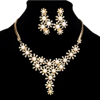 fashion wedding jewelry set gold color imitation pearl necklace long earrings bracelet for women parure bijoux fe