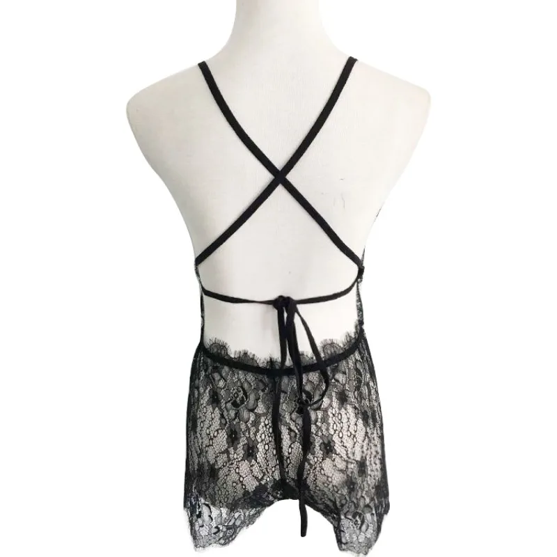 Сексуальное вечернее платье однотонное Черное женское нижнее белье банный халат