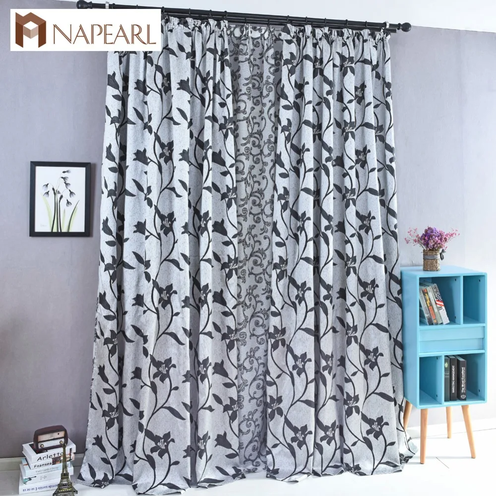 NAPEARL 1 шт. цветочный дизайн полузатемненный занавес штора черный коричневый синий