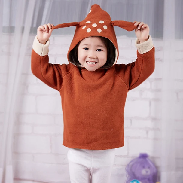 Children 's sweater Rutao Xuan autumn and winter new thick plus brown bear baby cotton hand |