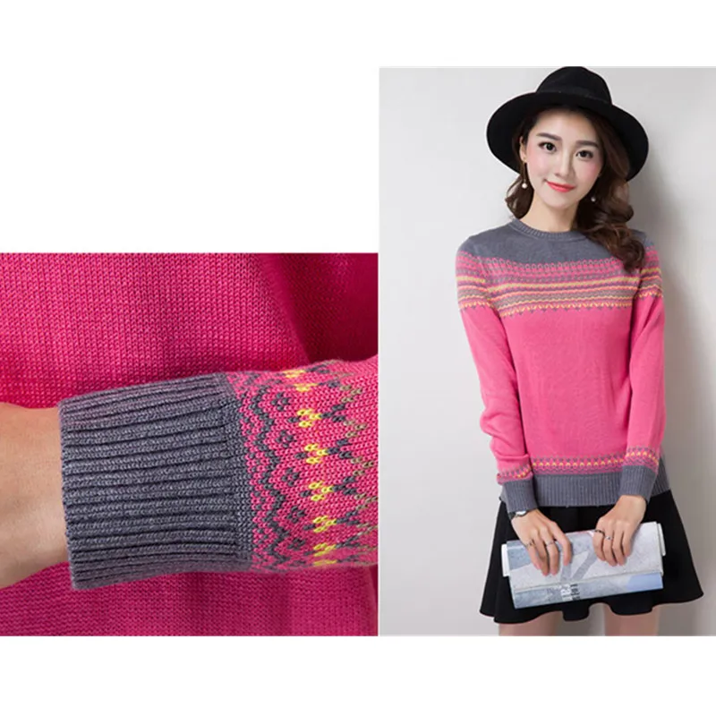 Women Pullover Knitted Sweater Long Sleeve Autumn Loose Pattern Short Pull Casual Ladies Jumper Tops Large Size 3XL L55 | Женская одежда