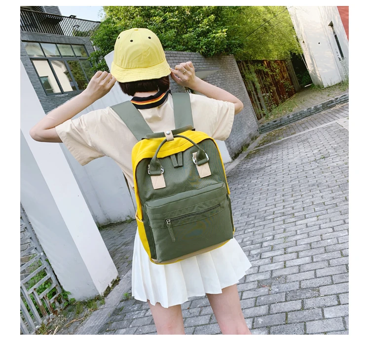 Women Hot Canvas Backpacks Candy Color Waterproof School Bags for Teenagers Girls Laptop Backpacks Patchwork Backpack New