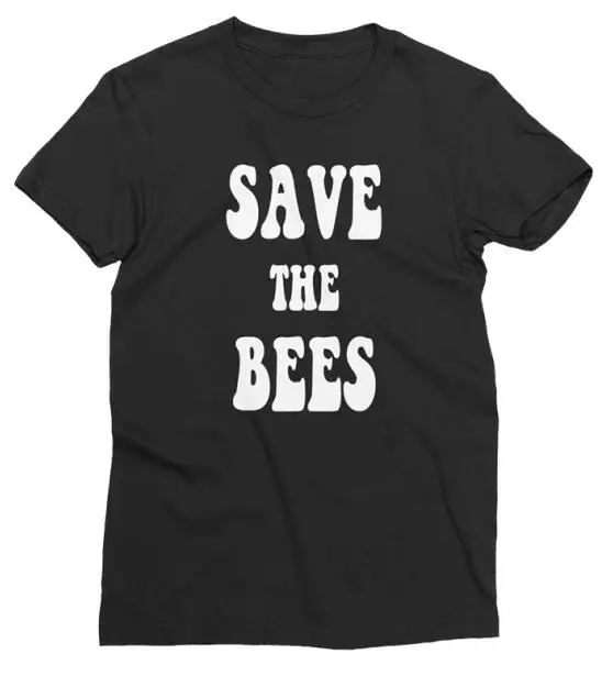 black -- white text Save The Bees забавная графическая футболка с надписью хипстерская хлопковая Стильная летняя футболка с рисунком пчелы Harajuku Grunge желтая одежда Цитата Топы - Цвет: black -- white text