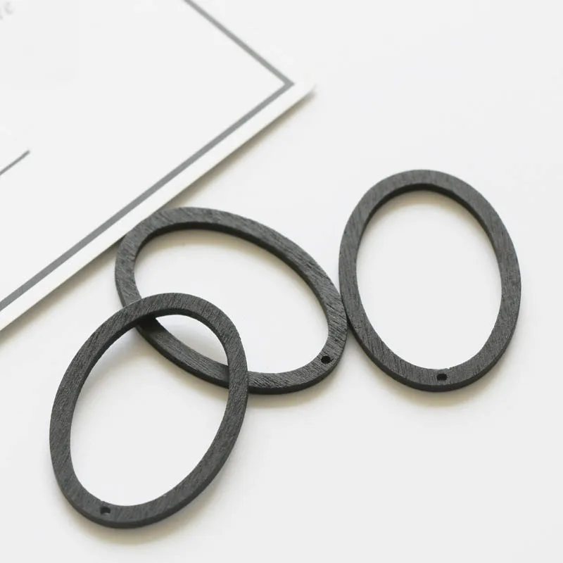 Black 20 шт. деревянные овальные рамки бусины DIY серьги ювелирные изделия полые серьги Шарм натуральный материал аксессуары свисающие подвеска петли - Цвет: Black