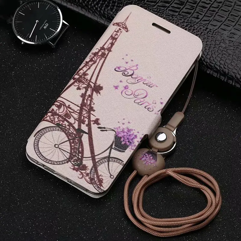 Red Tower PDGB чехол для Meizu M3 Note M5 M5s M6 Note M6S U10 U20 цветной кожаный чехол с рисунком бабочки цветка башни+ ремешок - Цвет: Red Tower