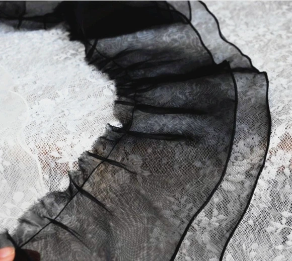 Персиковый фиолетовый синий белый двухслойный плиссированный кружевной