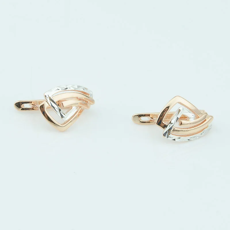 Женские серьги без камня золотого цвета 585 пробы с белой розой|colorful dropping earrings|color