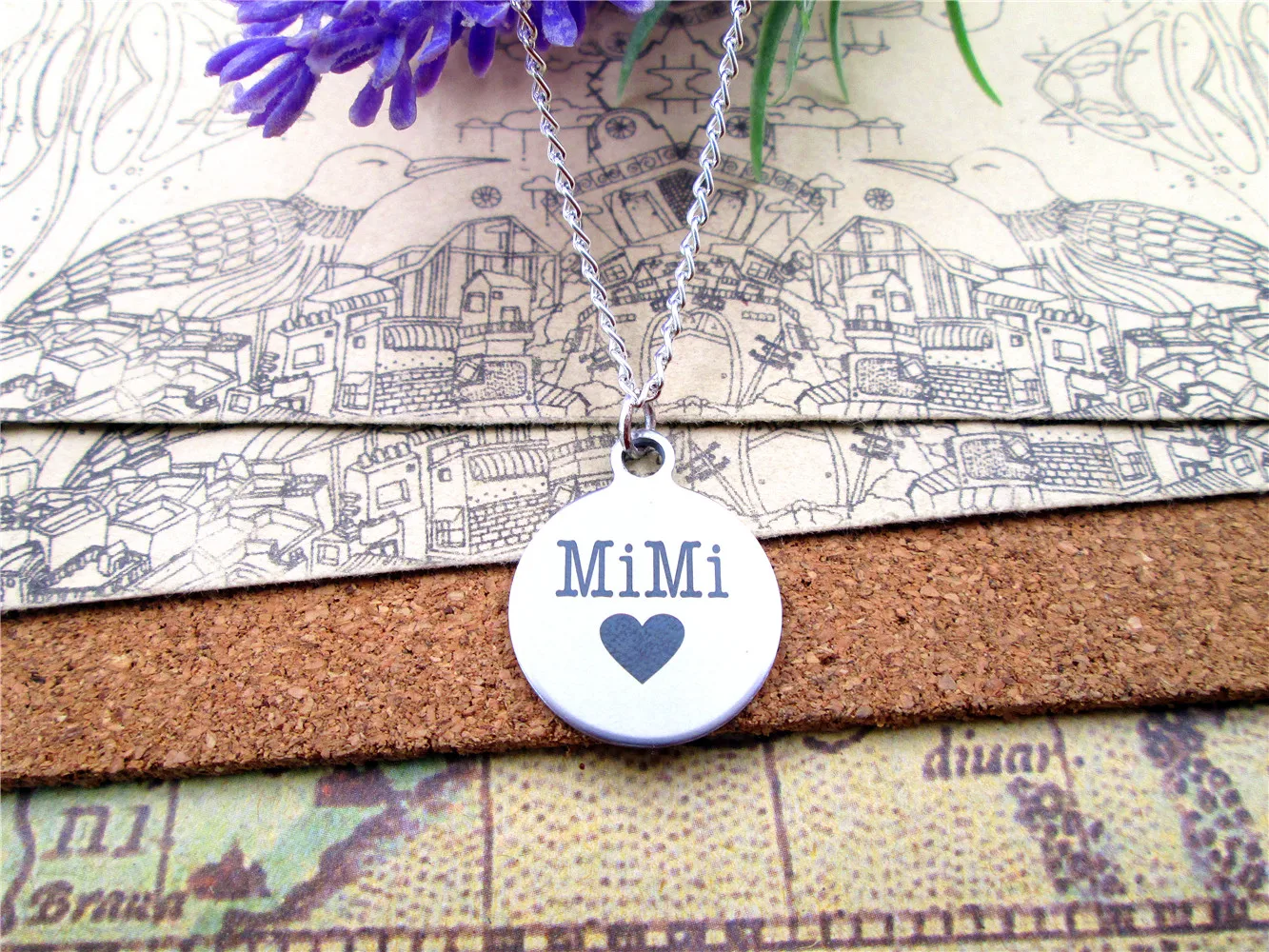 3pcs/lot Fashion stainless steel necklace &quotMiMi heart &quot Charms Pendant jewelry Gift more style for choosing | Украшения и