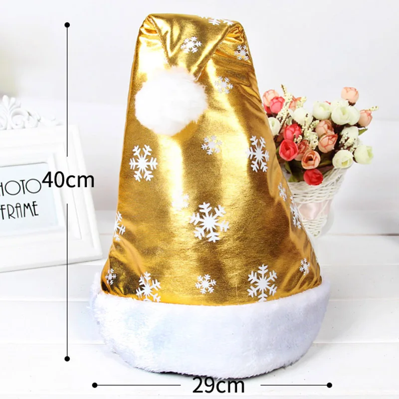 Блестящая Снежинка Рождественская шляпа Санта Клауса рождественские украшения