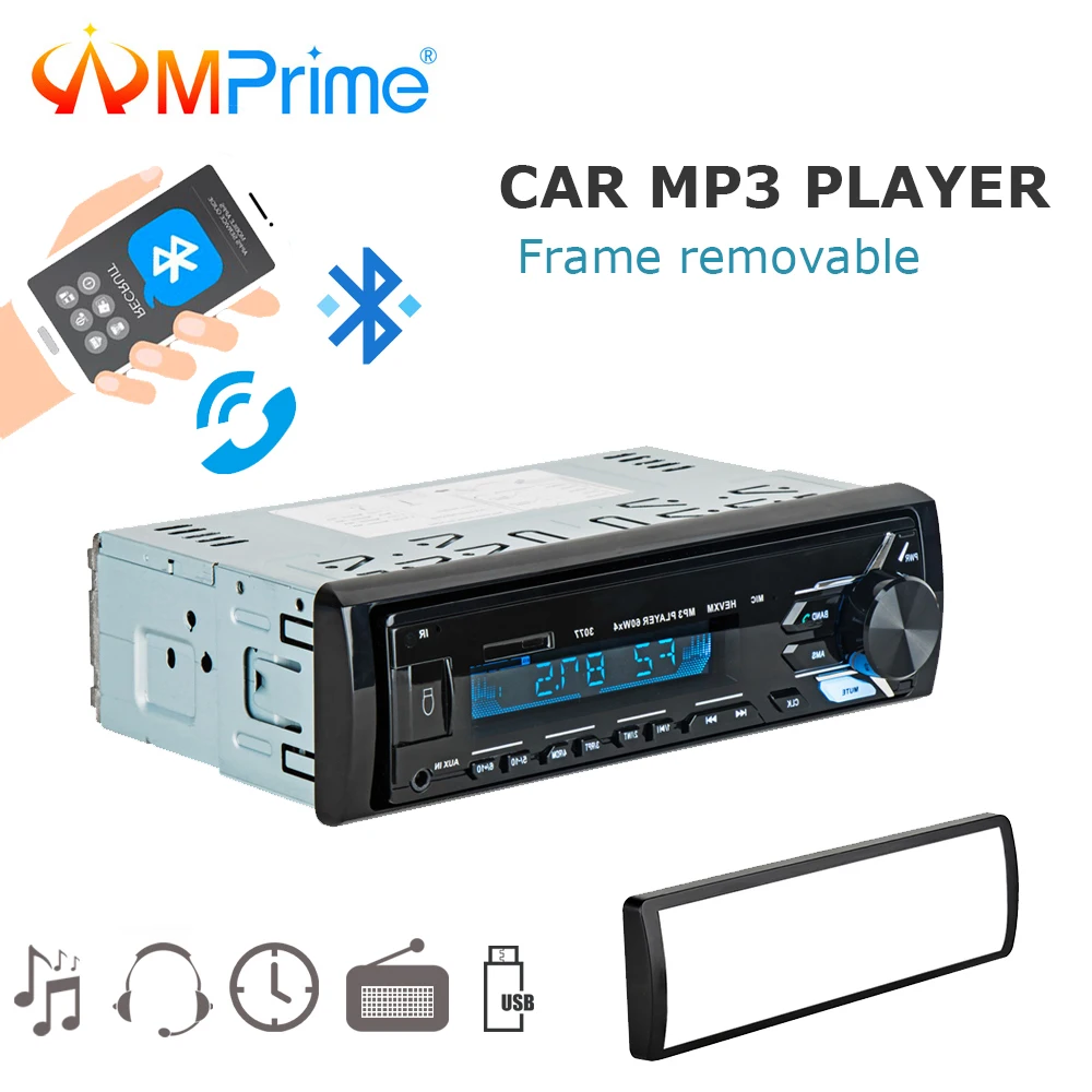 AMPrime 1din автомобиля Радио Bluetooth MP3 плеер Поддержка FM/USB/SD Дистанционное Управление 12