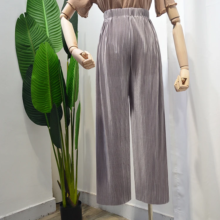 Брюки женские шифоновые легкие с высокой талией плиссированные штаны из вискозы