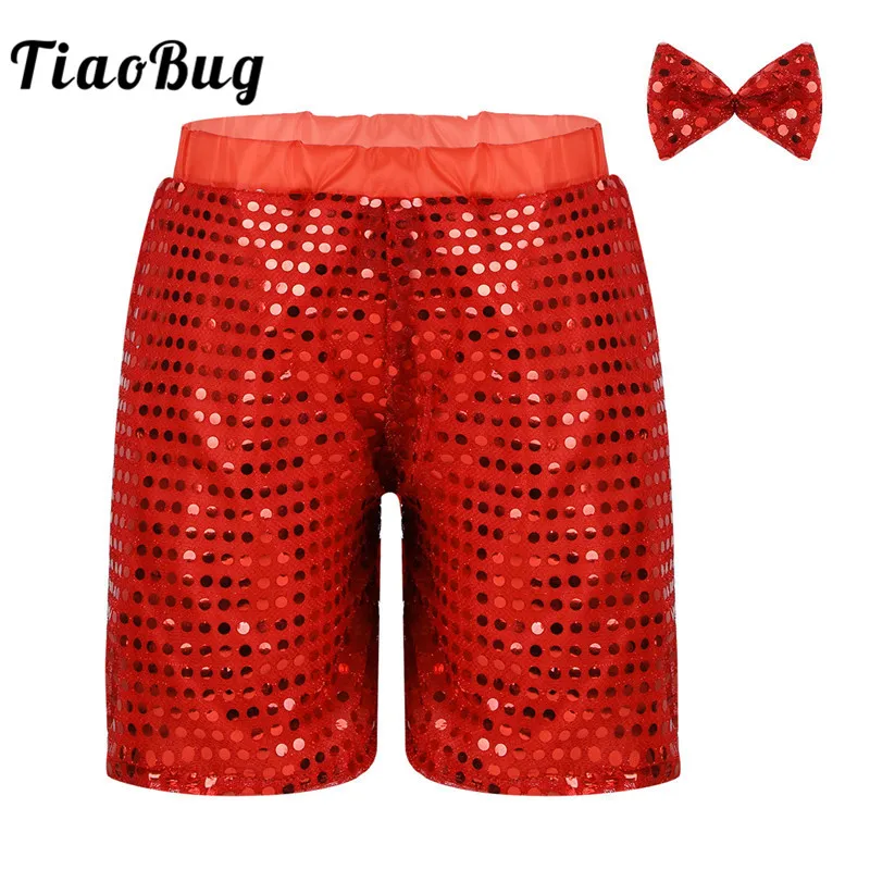 TiaoBug/детские танцевальные Шорты Унисекс с блестками и бантом Детский комплект