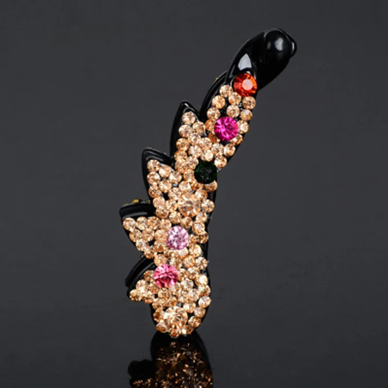 Новые винтажные корейские заколки в форме банана с кристаллами женские для волос