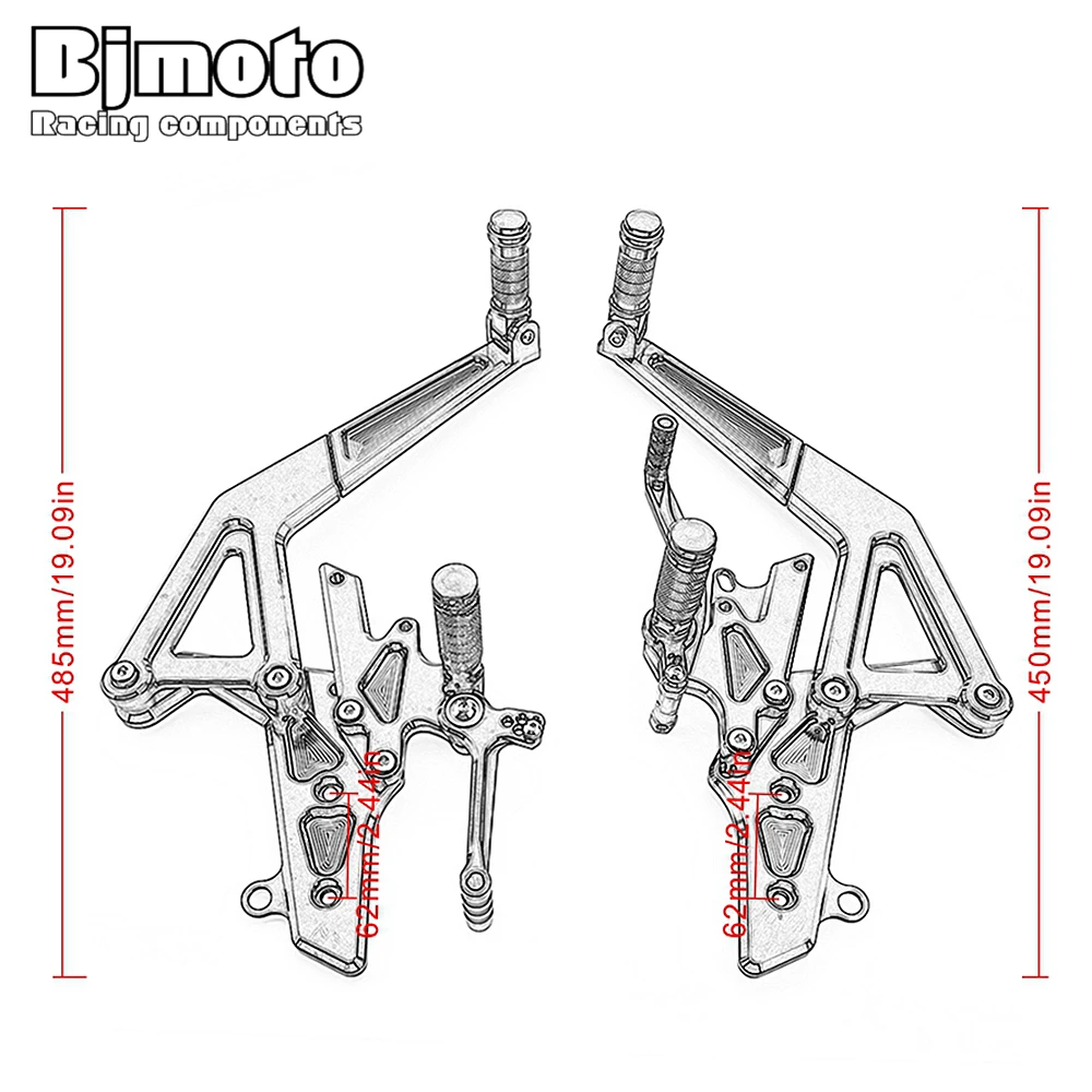 BJMOTO мотоциклетные Запчасти для Kawasaki Ninja 650R ER6F/ER-6N 12-14 мотоциклов гоночные ЧПУ Регулируемые задние комплекты задний комплект подножки