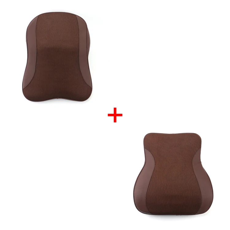 Brown 1 комплект подголовник пояспояспояспоясная Подушка с эффектом памяти чехол для сиденья подголовник поясничная Подушка подушечки с начесом уход за автомобилем - Название цвета: Brown