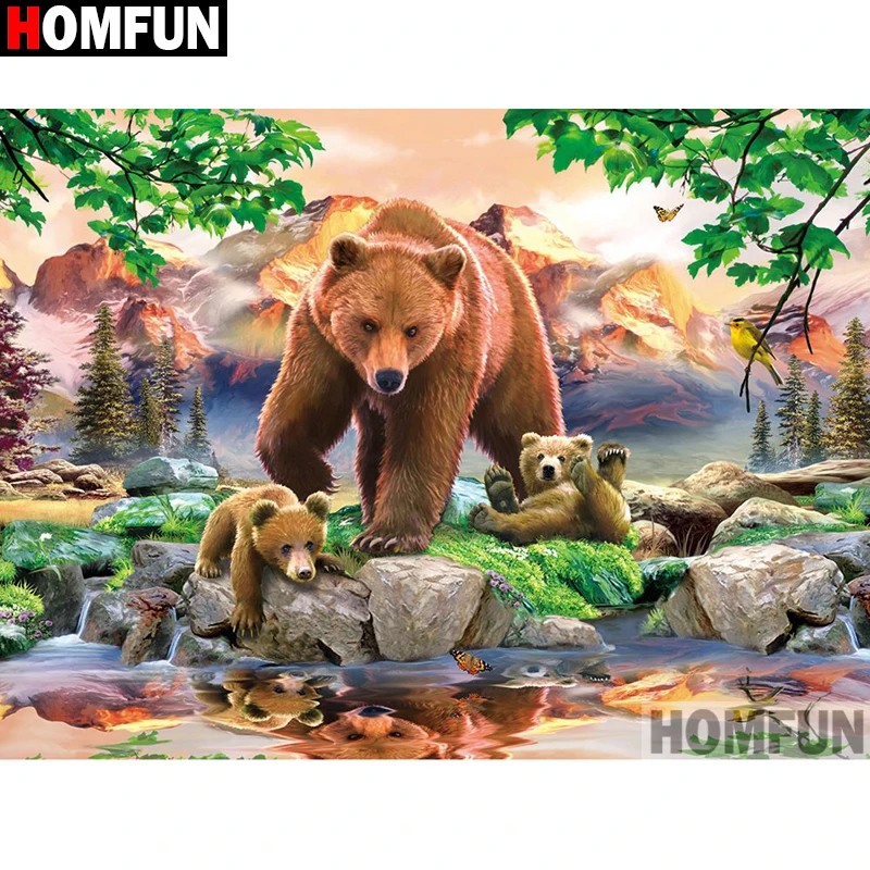 Алмазная живопись HOMFUN Медведь алмазная вышивка сделай сам с
