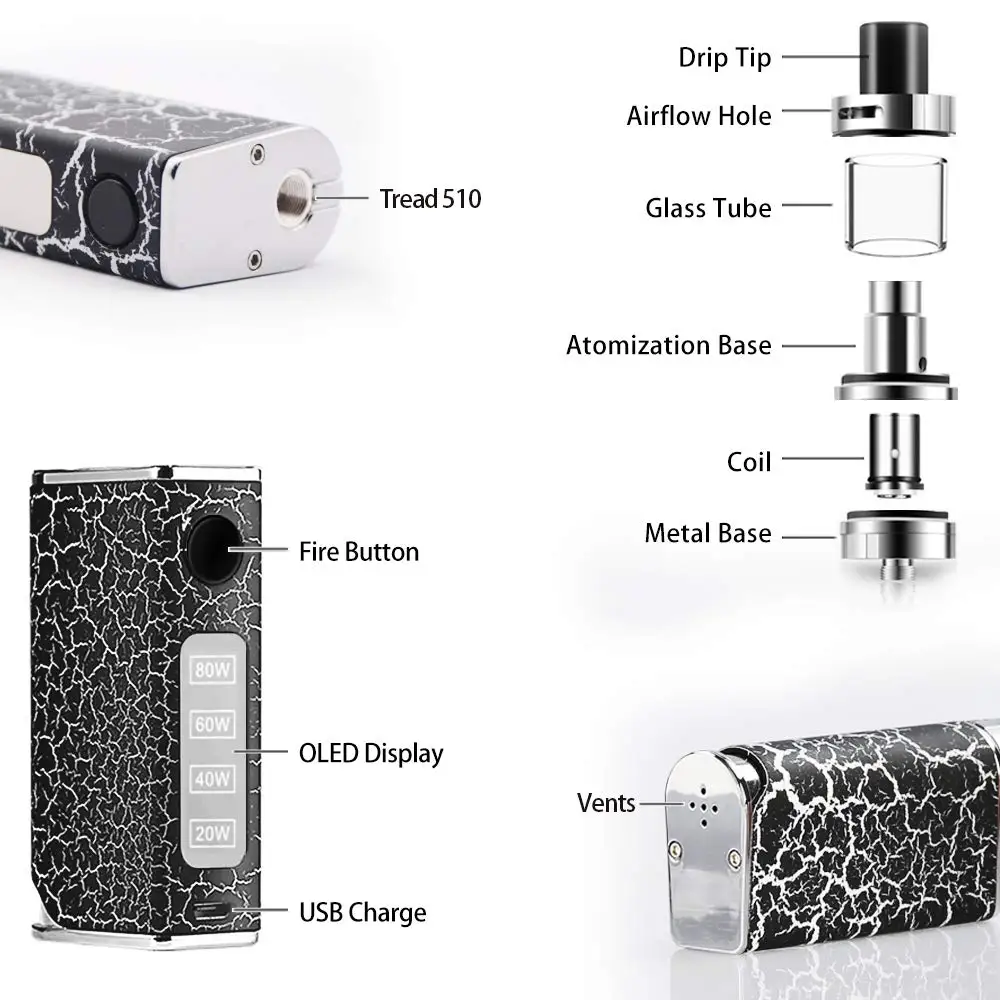 Стартовый вейп Benecig Storm 80 Вт электронная сигарета вапорайзер аккумулятор 1500 мАч