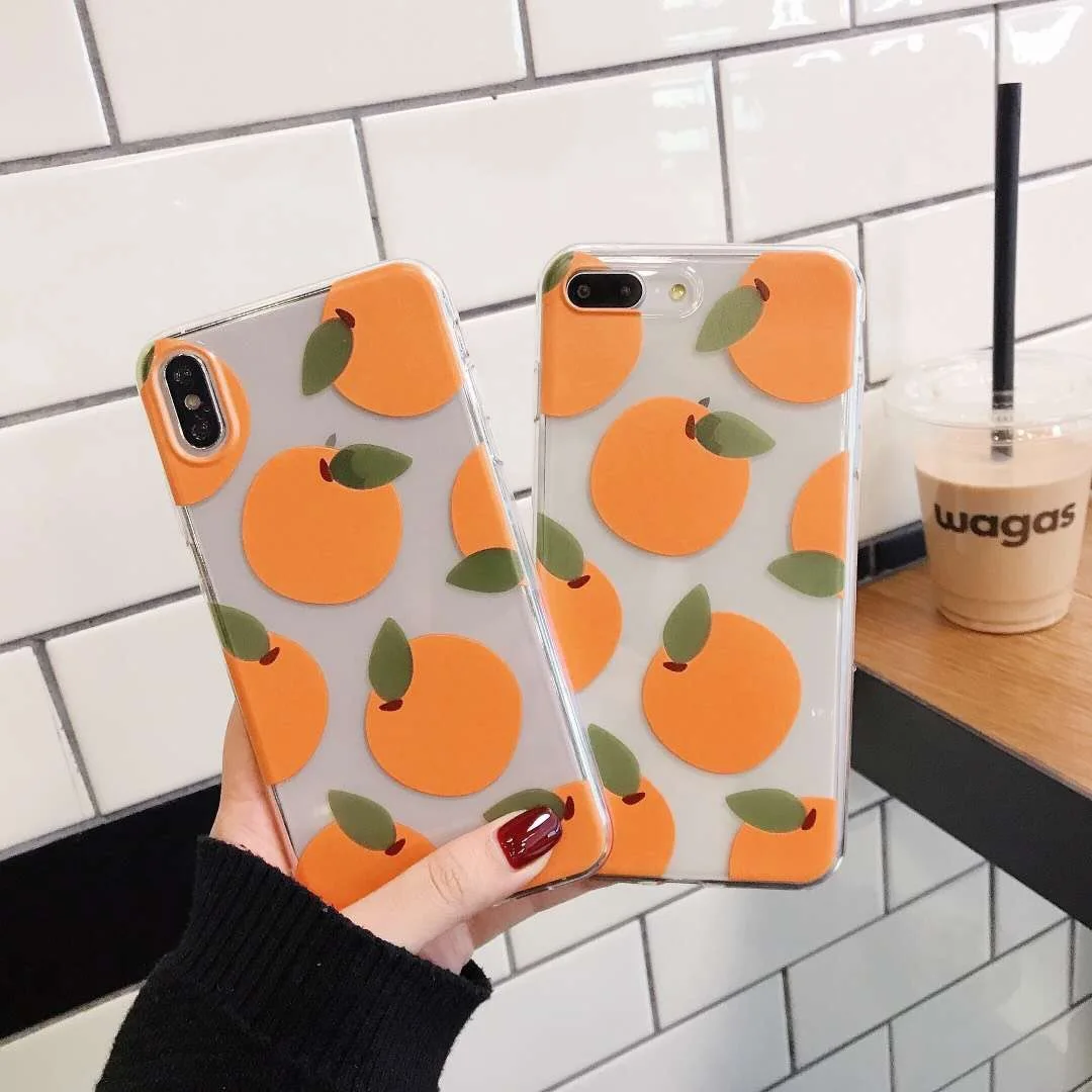 INS корейский милый фруктовый оранжевый чехол для телефона iPhone 8 7 6 6s Plus X XR Xs Max