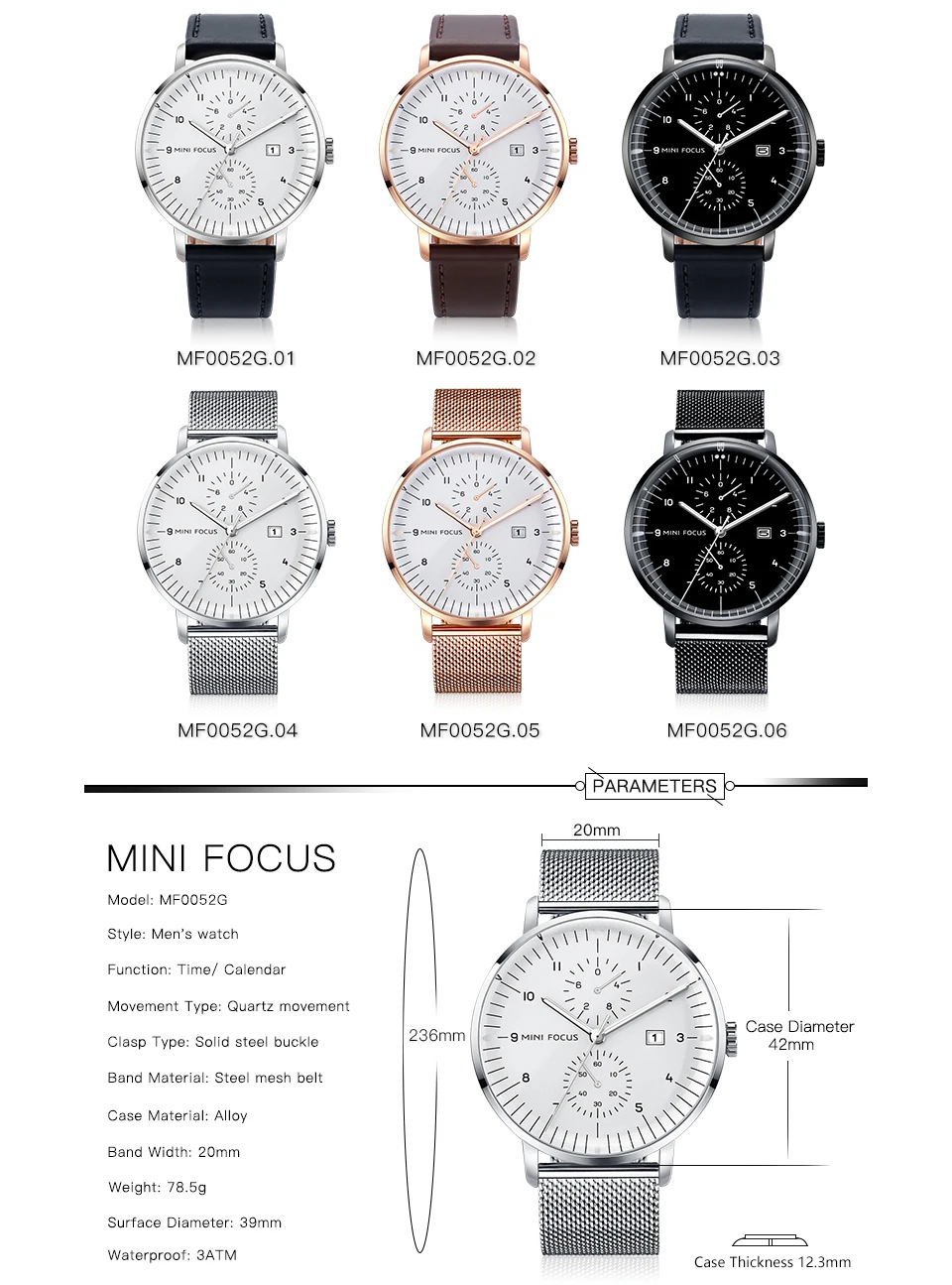 MINIFOCUS Классический Кварцевые часы для мужчин Роза Золотой ультратонкая сетка ремень водостойкий календари бизнес наручные Relogio Masculino