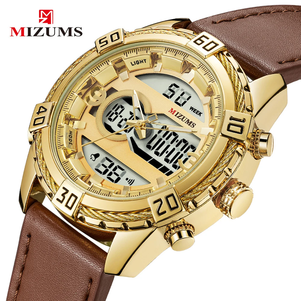 MIZUMS модные золотые мужские военные спортивные часы s светодиодный аналоговые