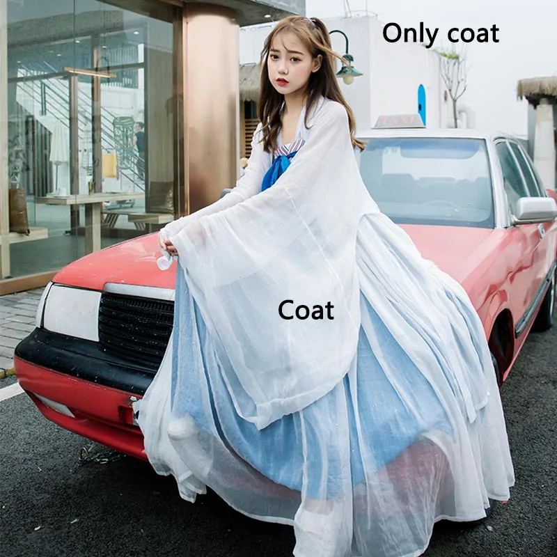 White coat Женский костюм Hanfu в китайском стиле, синий элегантный китайский костюм Hanfu в древнем и традиционном стиле, большая юбка-качели, костюм для народных танцев DQL1087 - Цвет: White coat