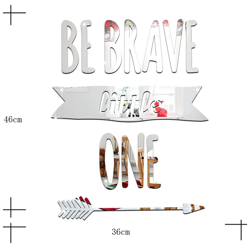 3D Acrylic Mirror Wall Sticker Arrow Life English Slogan Bedroom Living Room TV Background Green Decorative | Дом и сад